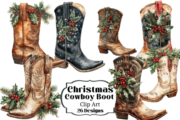 26 Christmas Cowboy Boot Holly Clipart: A Publisher’s Review