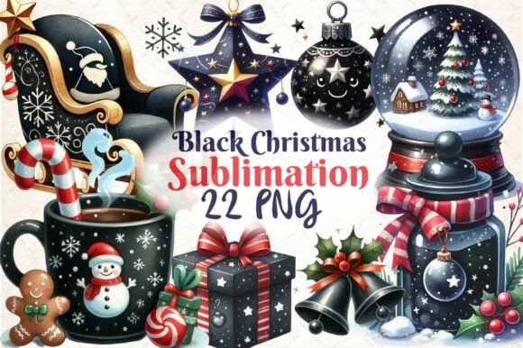 Black Christmas Sublimation ClipArt: Illustrations Review