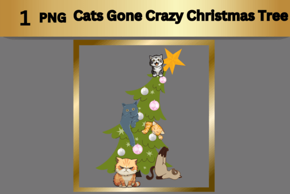 Cats Gone Crazy Christmas Tree Design: Illustrations