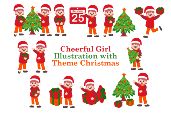 Cheerful Girl Illustration Christmas Review
