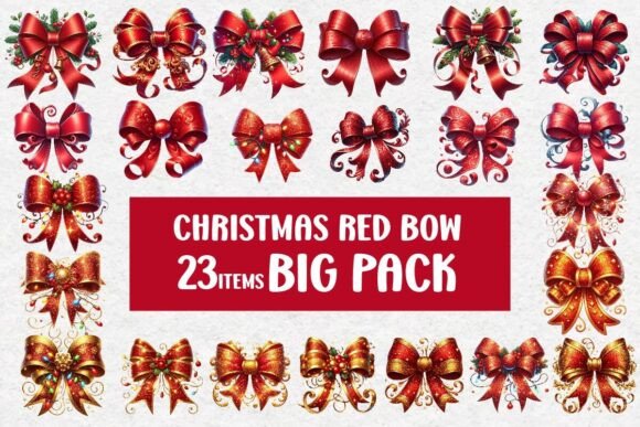Christmas Bow Clipart Bundle: Illustrations for Blogs