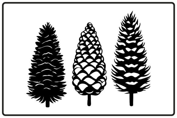 Christmas Cones Silhouette Clipart for Illustrations
