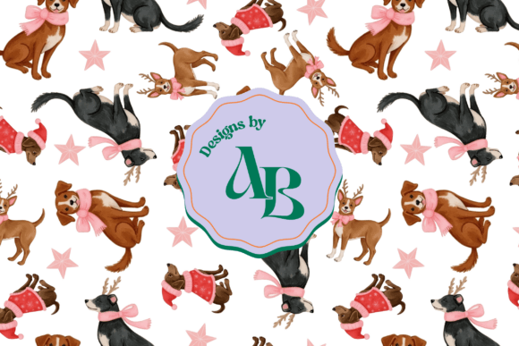 Christmas Dog Seamless Pattern: Festive Illustrations