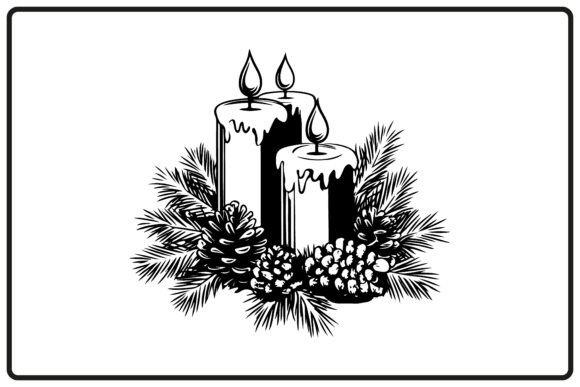 Christmas Holly Candle Silhouette: Premium Illustrations