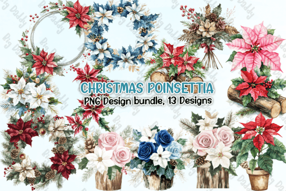 Christmas Poinsettia Clipart PNG for Illustrations