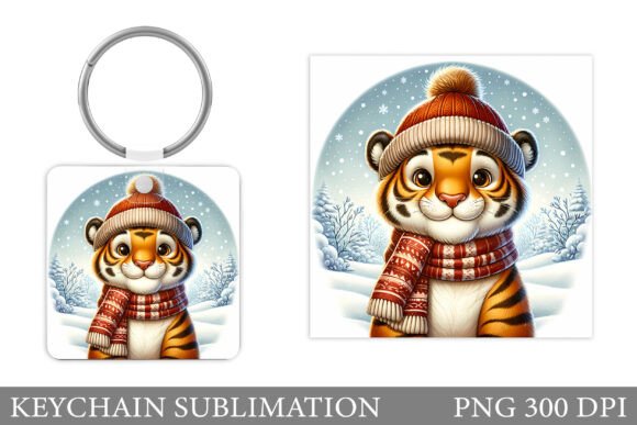 Christmas Tiger Keychain Sublimation Illustrations Review