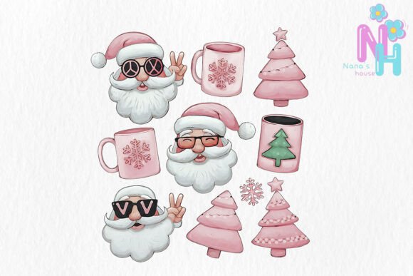 Coquette Pink Christmas Sublimation: Illustrations