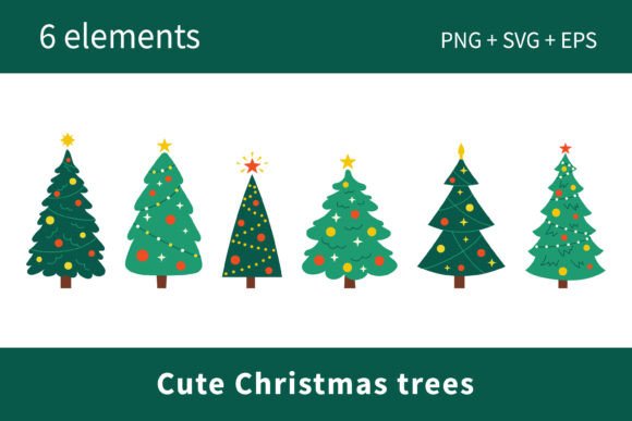 Cute Christmas Tree Clip Arts Set: Illustrations Review