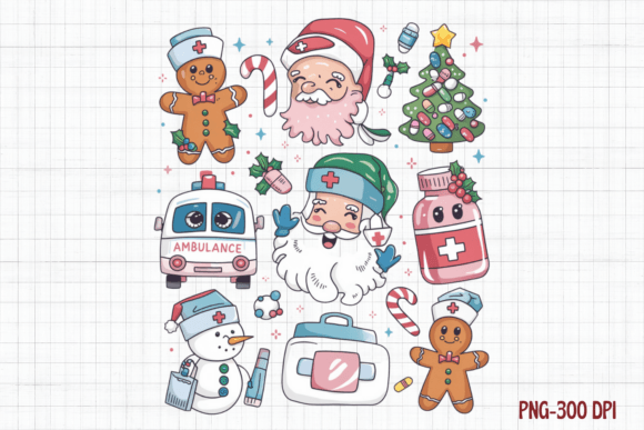 Nurse Christmas PNG: Festive Illustrations