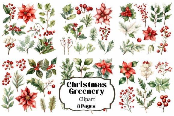 Review: 8 Pages of Christmas Greenery Clipart for Stitchers