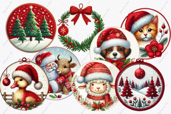 Review: Embroidered Christmas Farm Ornaments PNG