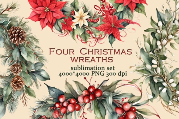 Review: Four Christmas Wreaths Sublimation Set