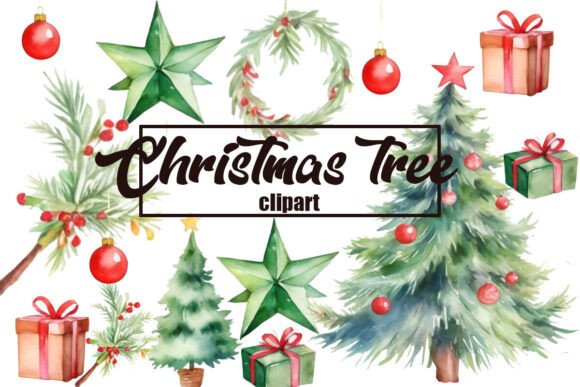 Review: Watercolor Christmas Tree Clipart, PNG