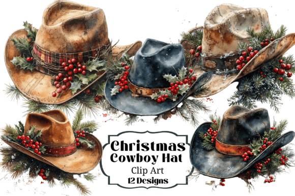 Reviewing 12 Christmas Cowboy Hat Holly Clipart