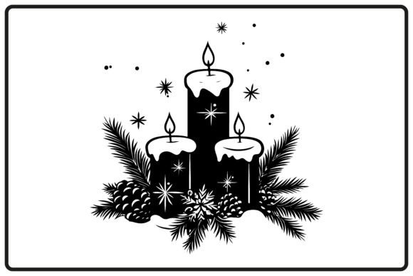 Reviewing Christmas Candle Vector Silhouette Black Illustrations