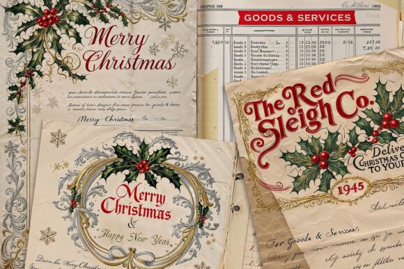 Reviewing Christmas Printables Vintage Styled 3 Illustrations