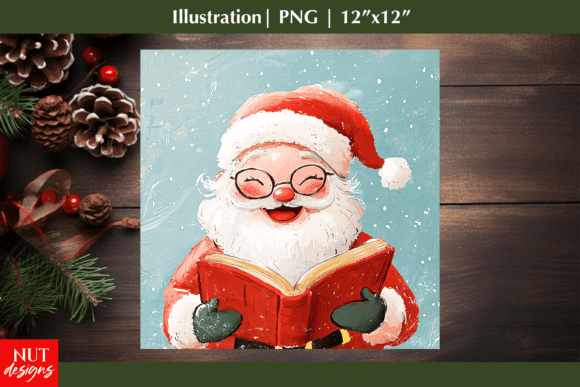 Santa with Book: Festive Illustrations
